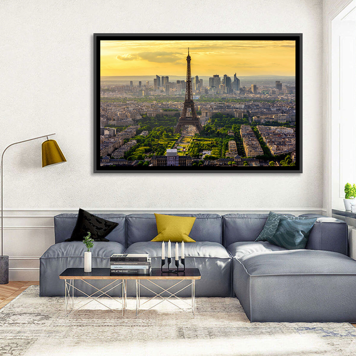 Eiffel Tower at Golden Hour Wall Art in a room, landscape