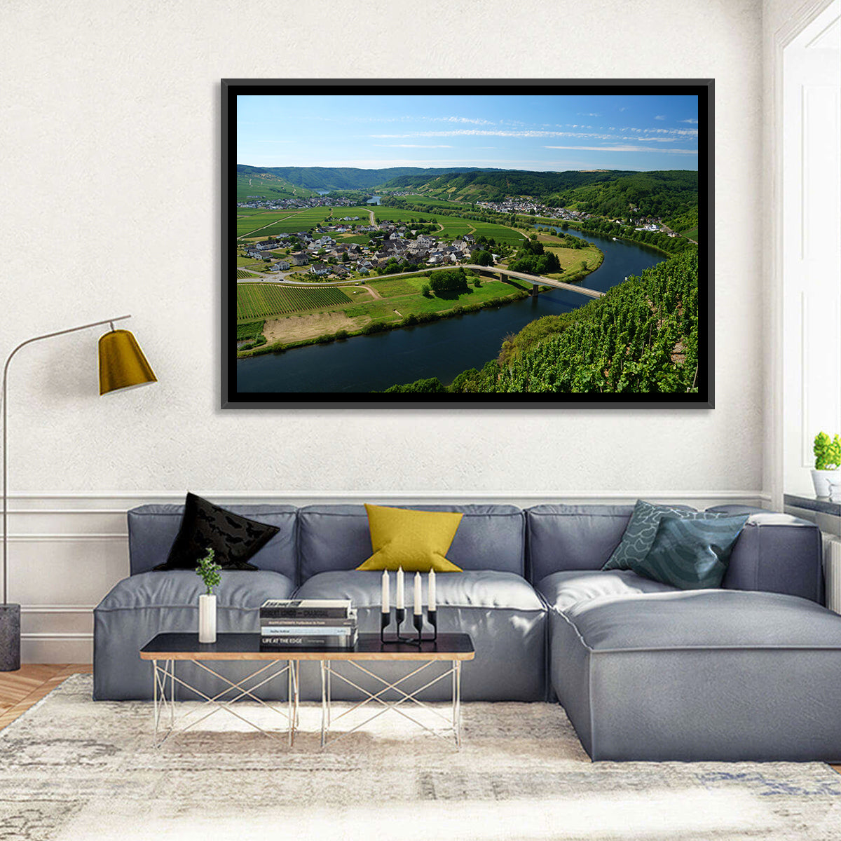 Piesport Moselle River View Wall Art in a room, landscape
