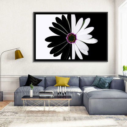 Black and White Daisy with Purple Ring Wall Art