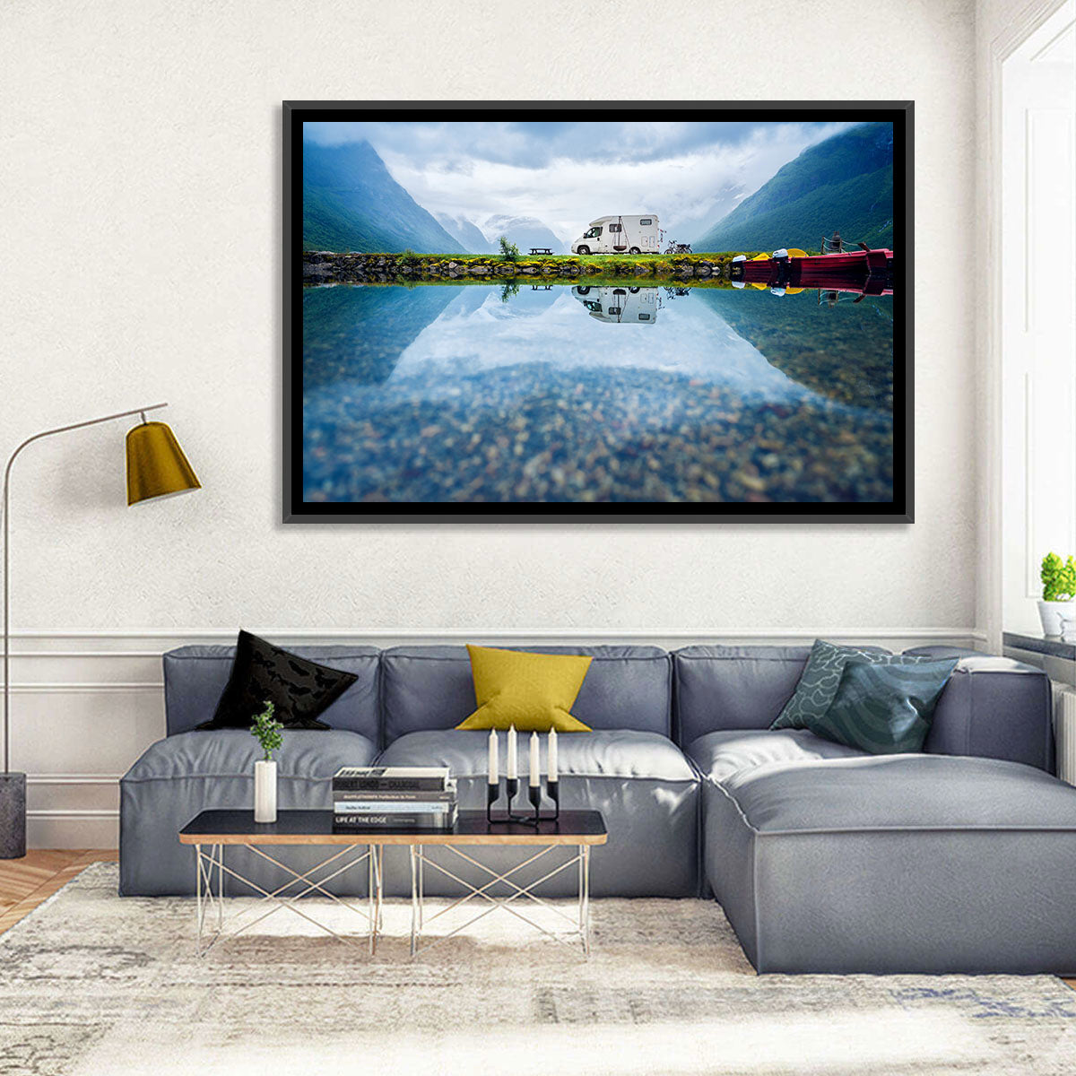 Motorhome by Mountain Lake Wall Art