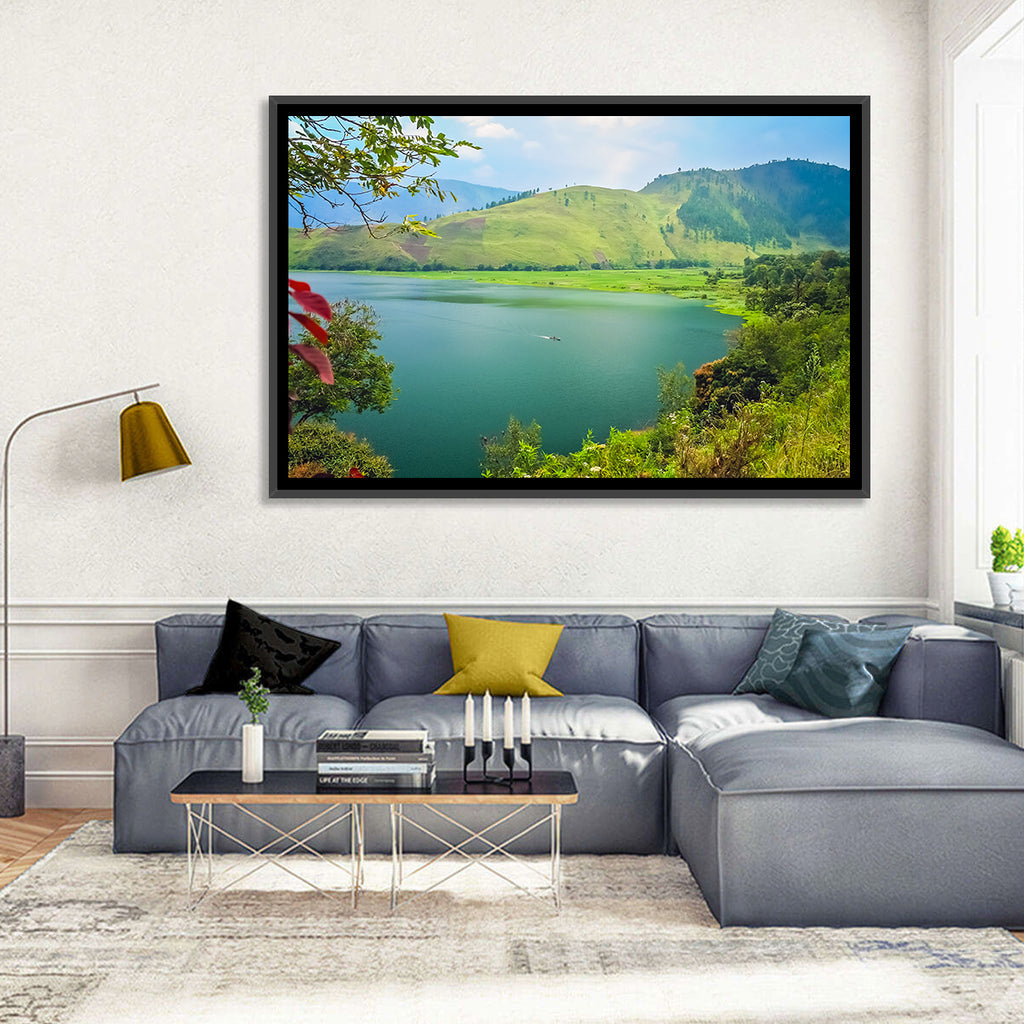 Lake Toba Boat and Hills Wall Art
