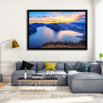 Sunset Over Lake Lugano Wall Art