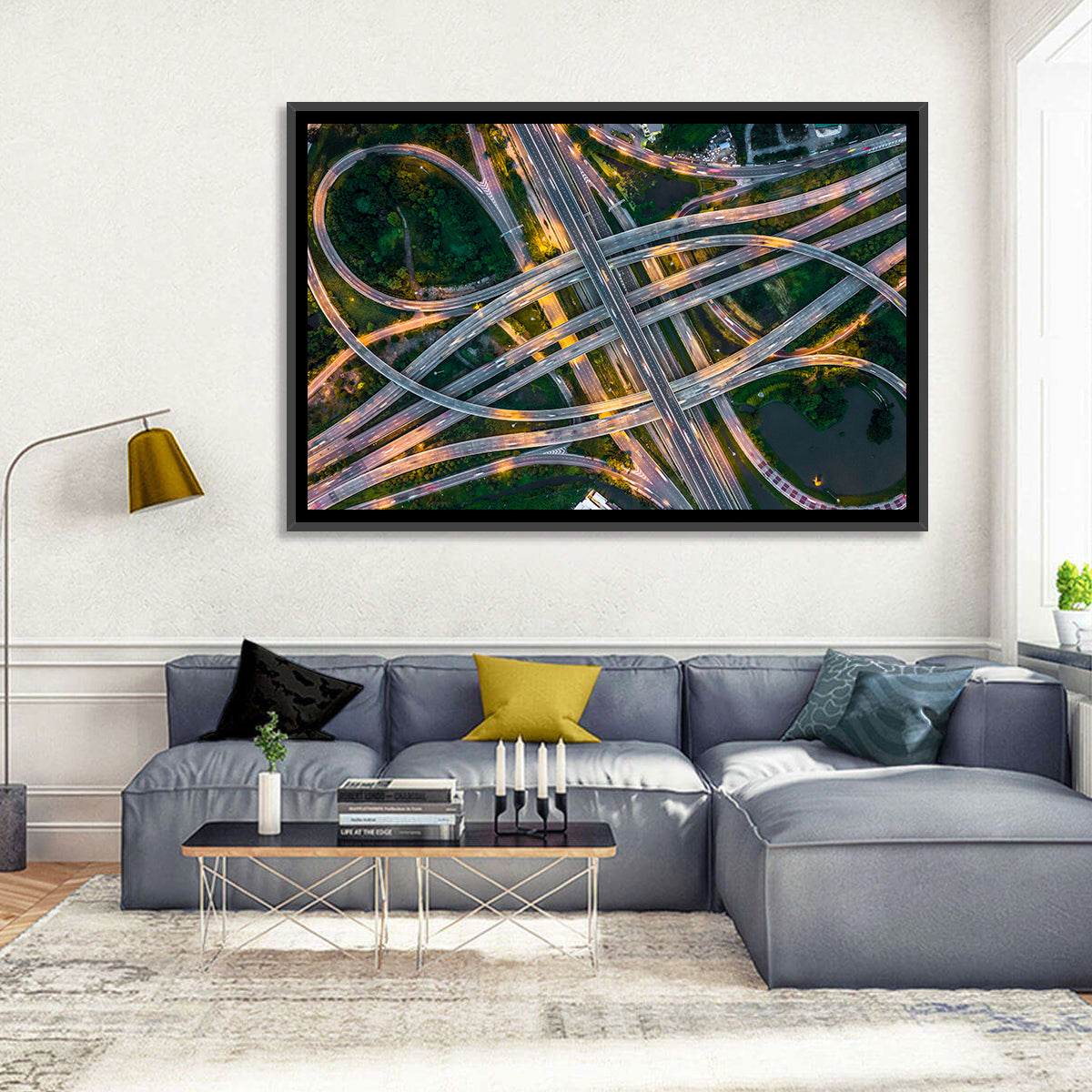 Expressway Junction at Dusk Wall Art in a room, landscape