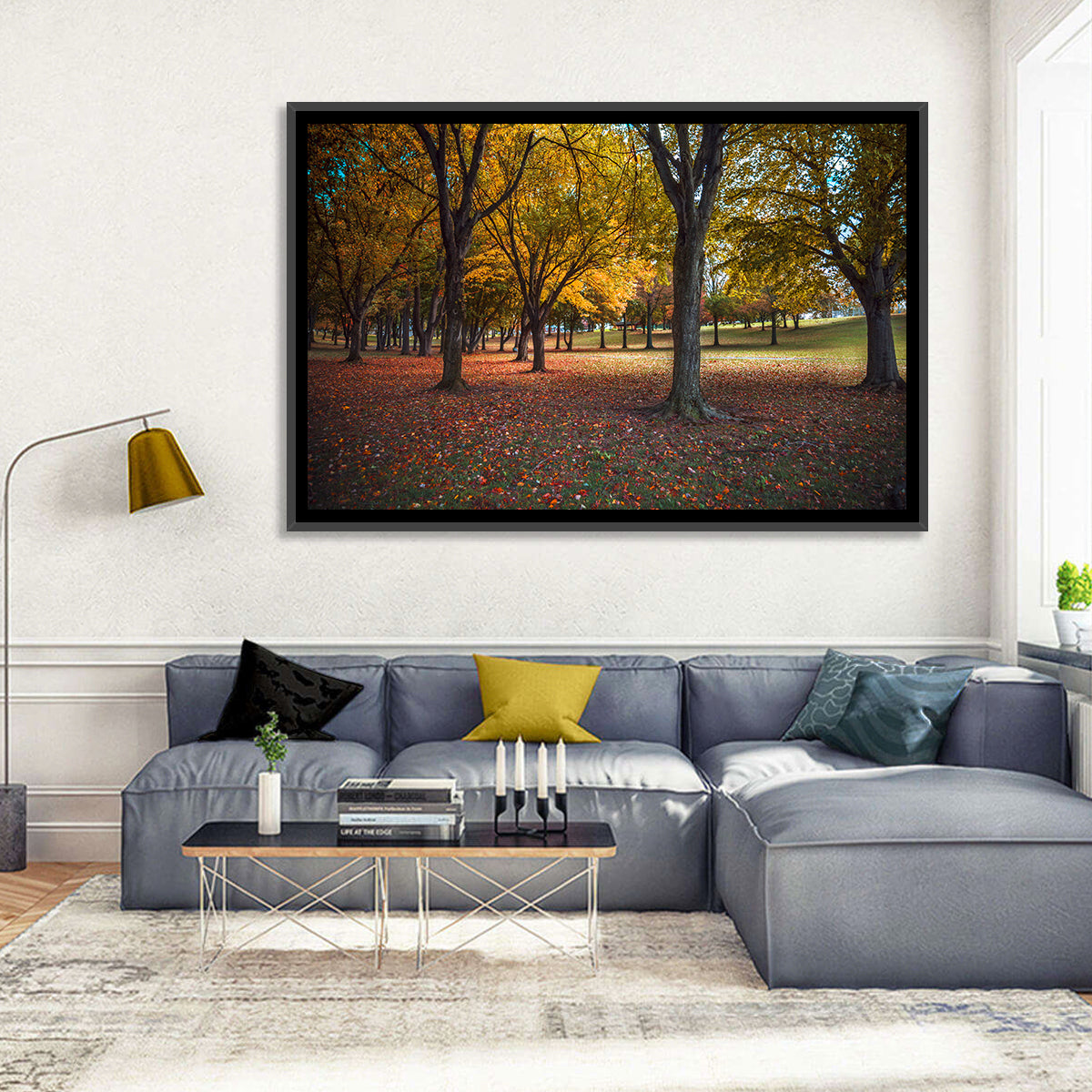 Autumn Park Trees, Pennsylvania Wall Art in a room, landscape