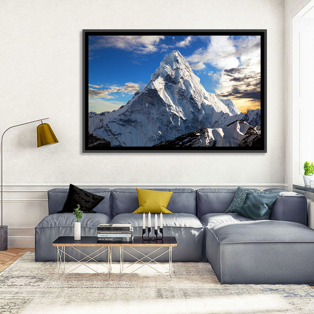 Ama Dablam at Golden Dusk Wall Art in a room, landscape