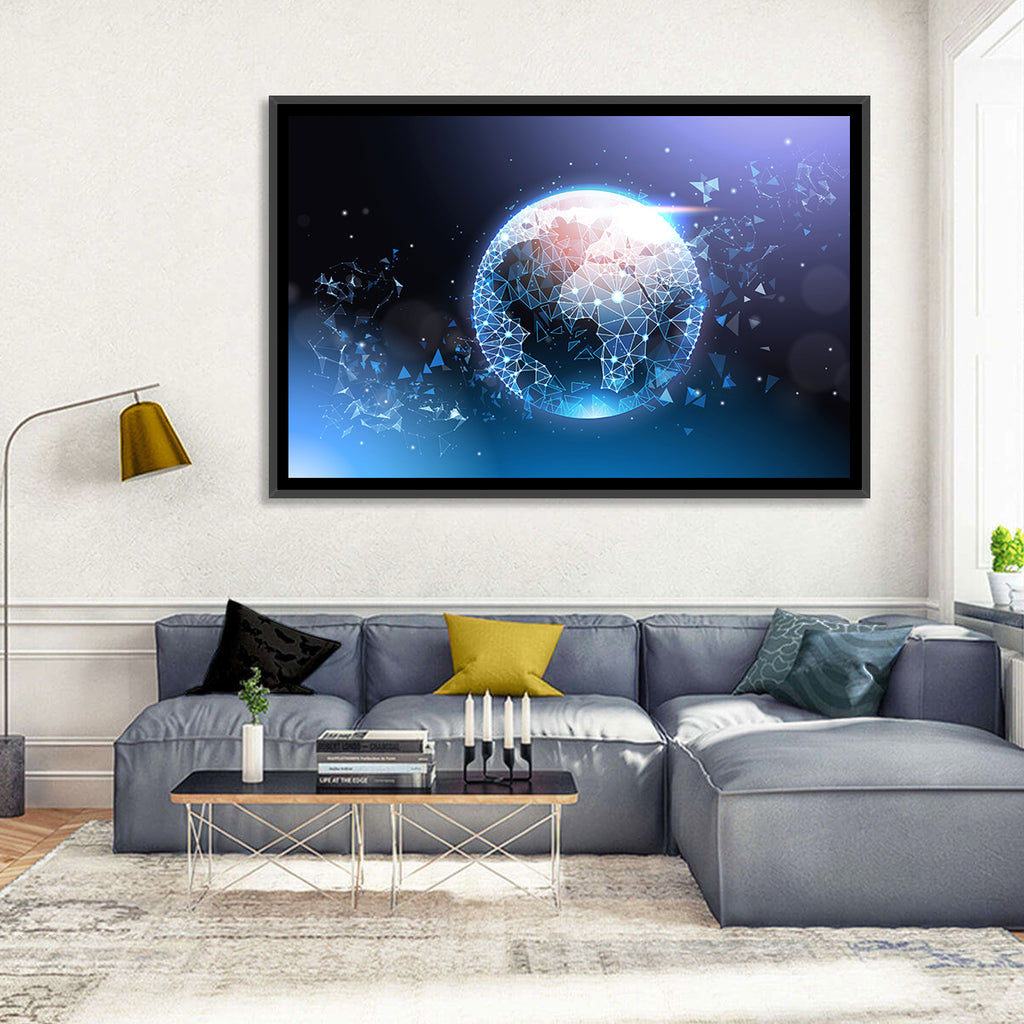 Wireframe Globe Network Wall Art