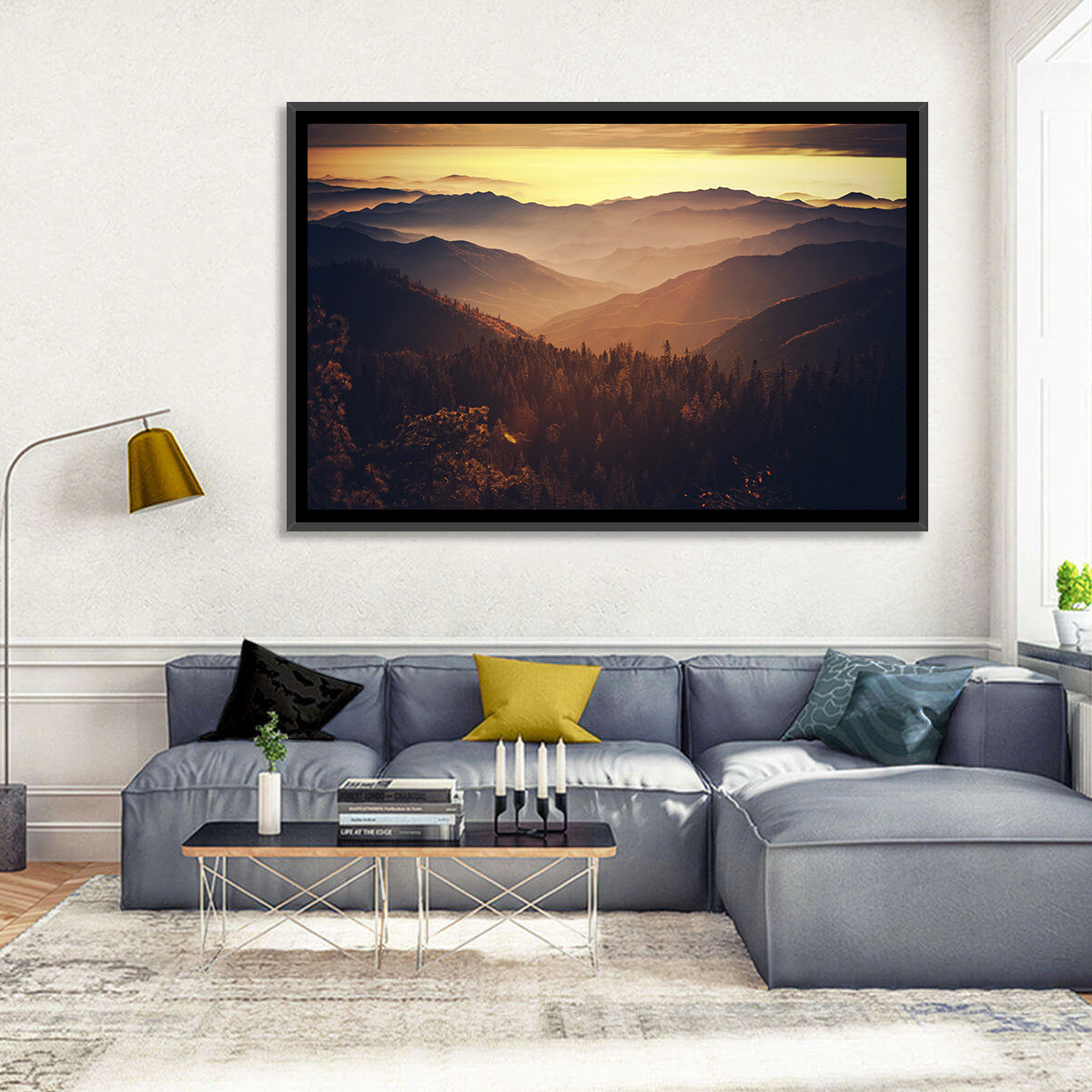Sierra Nevada Mountains Wall Art in a room, landscape