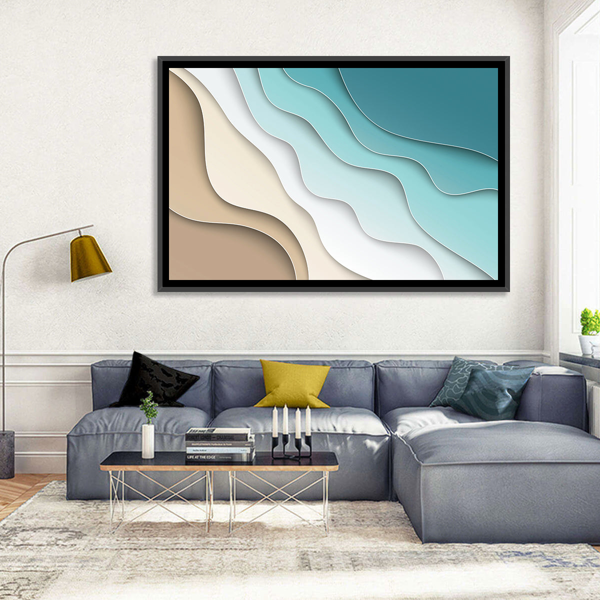 Aerial Beach Layers Wall Art in a room, landscape