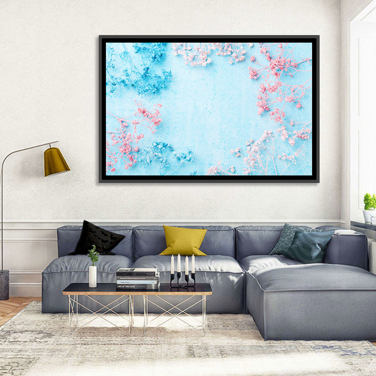 Dyed Babys Breath Arrangement Wall Art