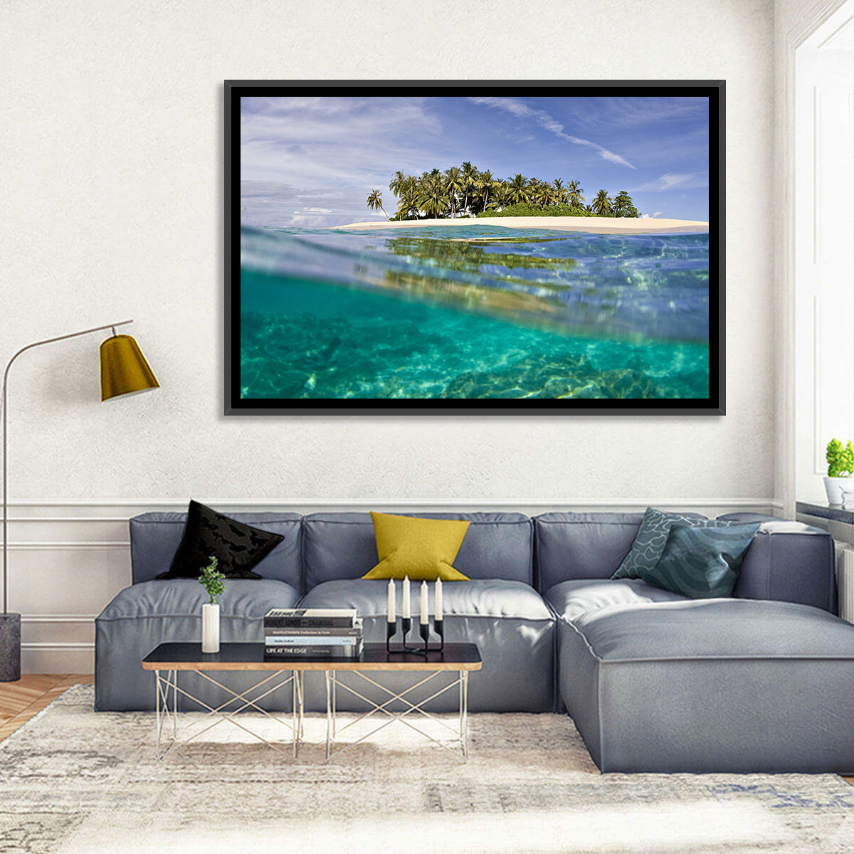 Island Paradise Wall Art in a room, landscape