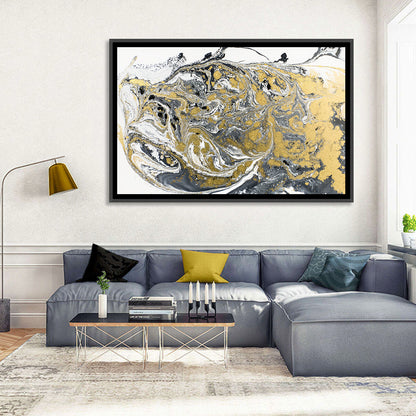 Metallic Gold Marbled Abstract Wall Art