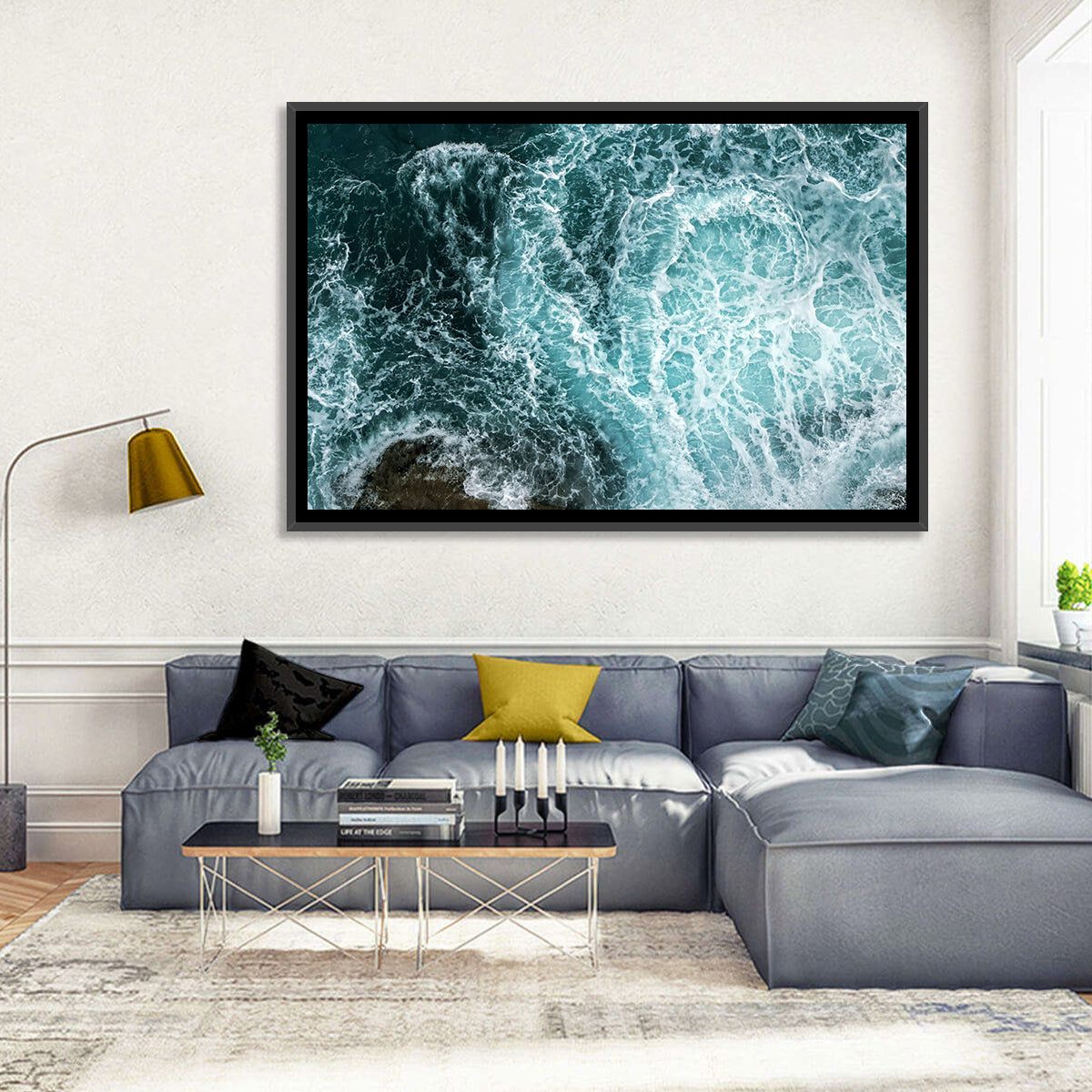 Aerial Ocean Waves with Sea Foam Wall Art
