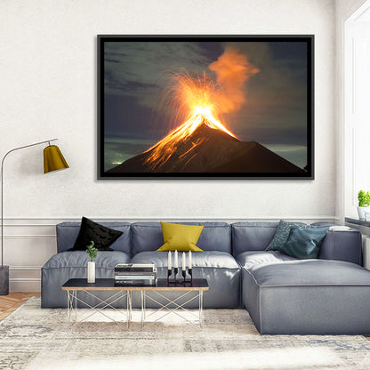 Starry Night Volcano Eruption Wall Art