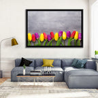 Row of Multicolored Tulips Wall Art