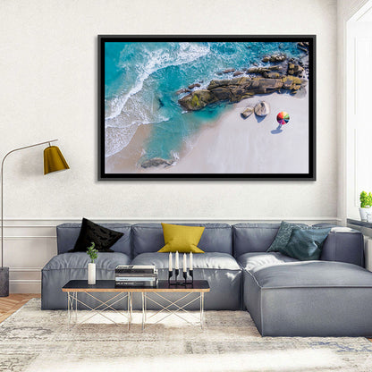 Aerial Beach with Rainbow Umbrella Wall Art