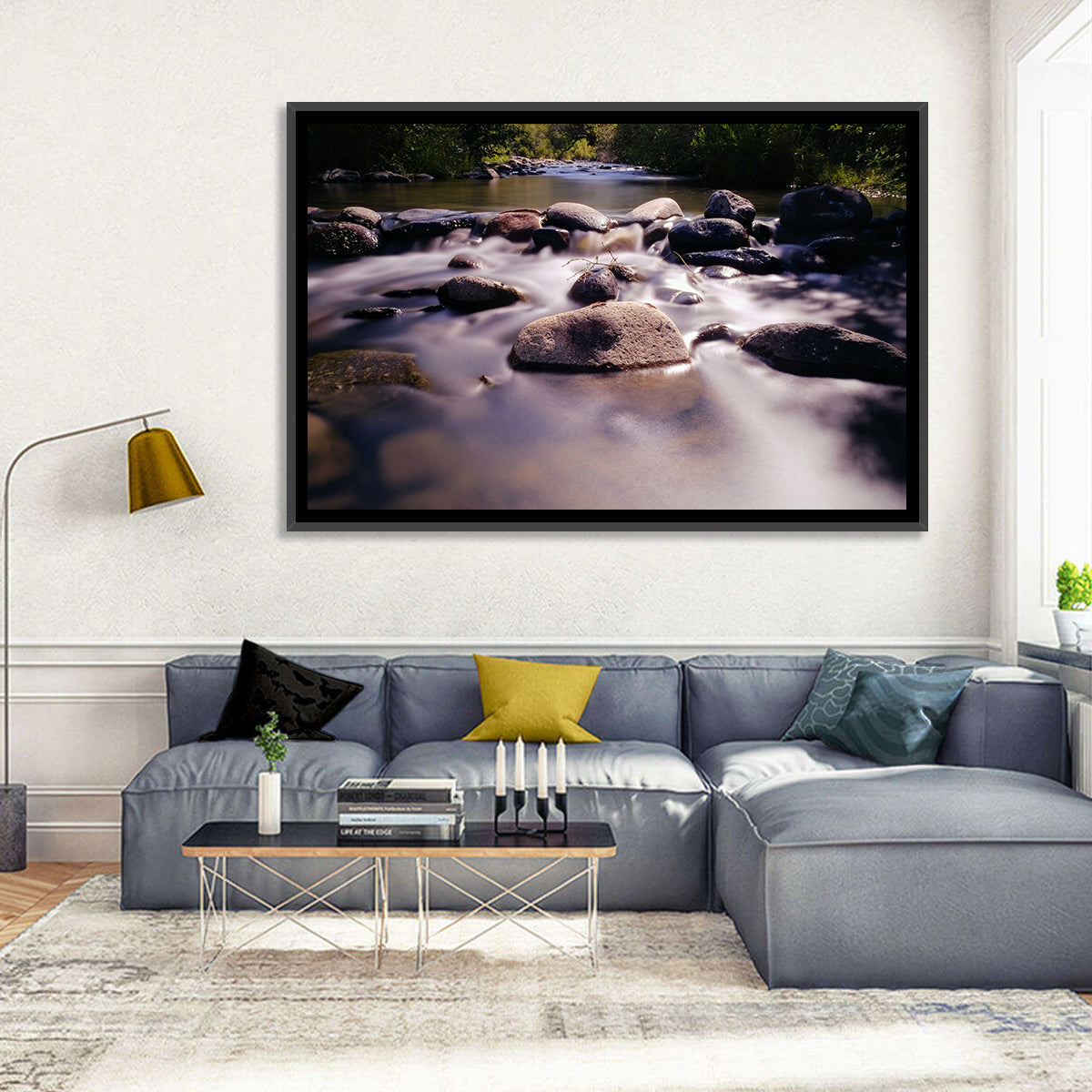Truckee River Sunlit Rocks Wall Art