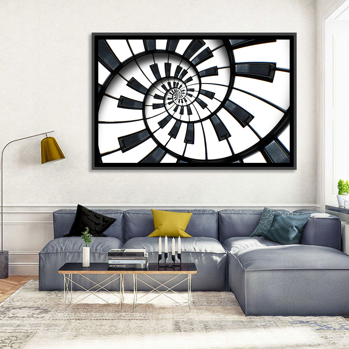Recursive Spiral Piano Keys Wall Art