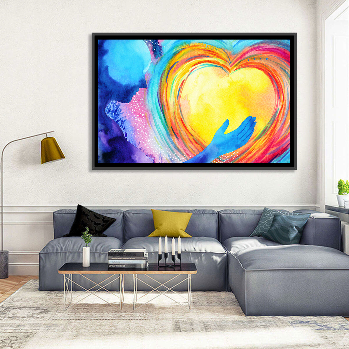 Blue Silhouette with Radiant Heart Wall Art
