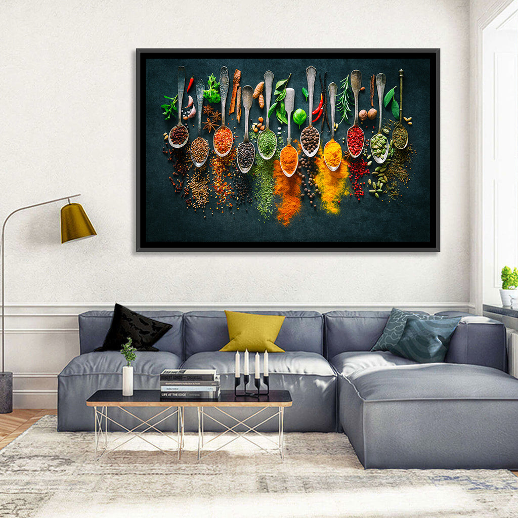 Assorted Spices and Spoons Wall Art
