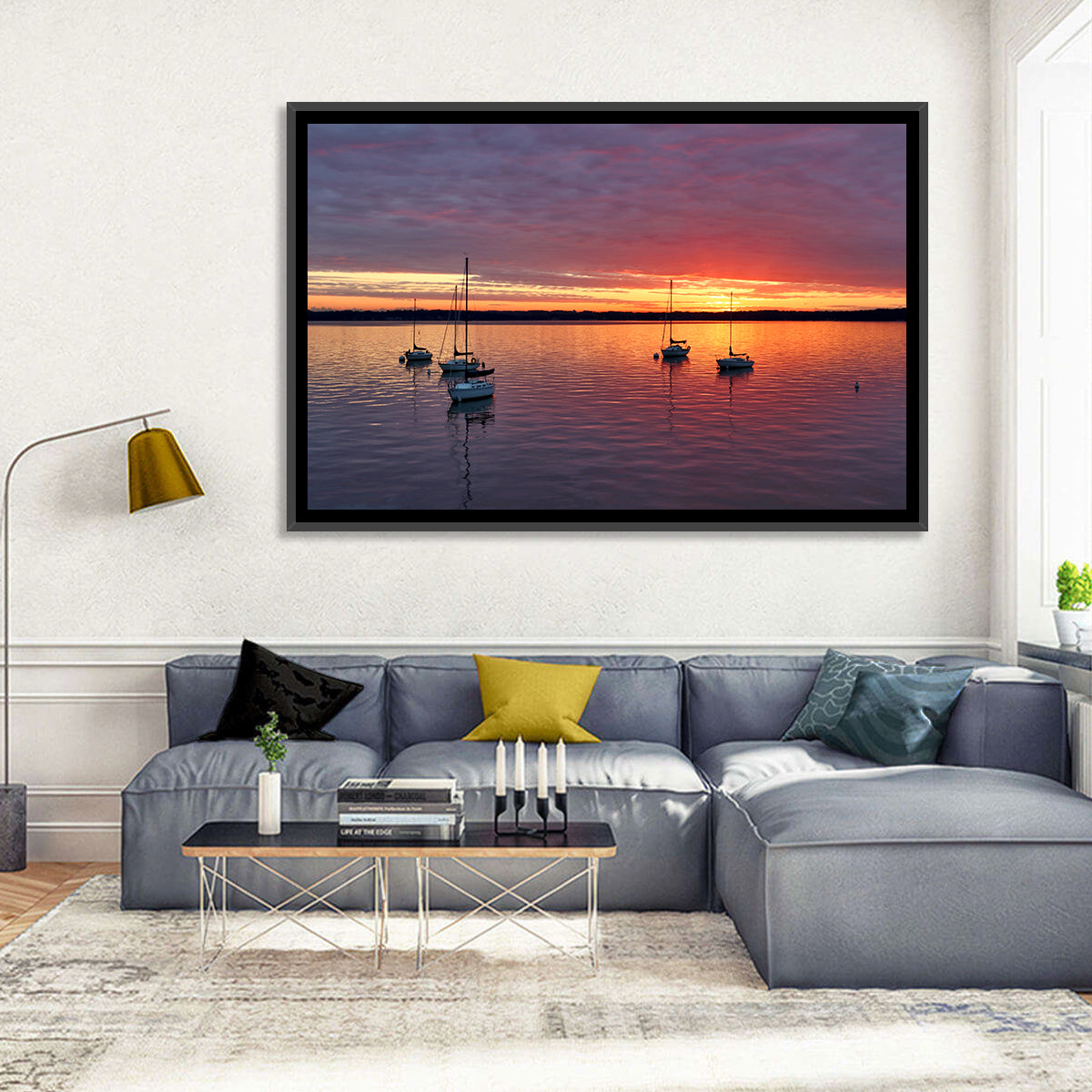 Lake Mendota Sailboats at Sunset Wall Art