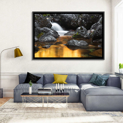 Golden Stream Waterfall Wall Art
