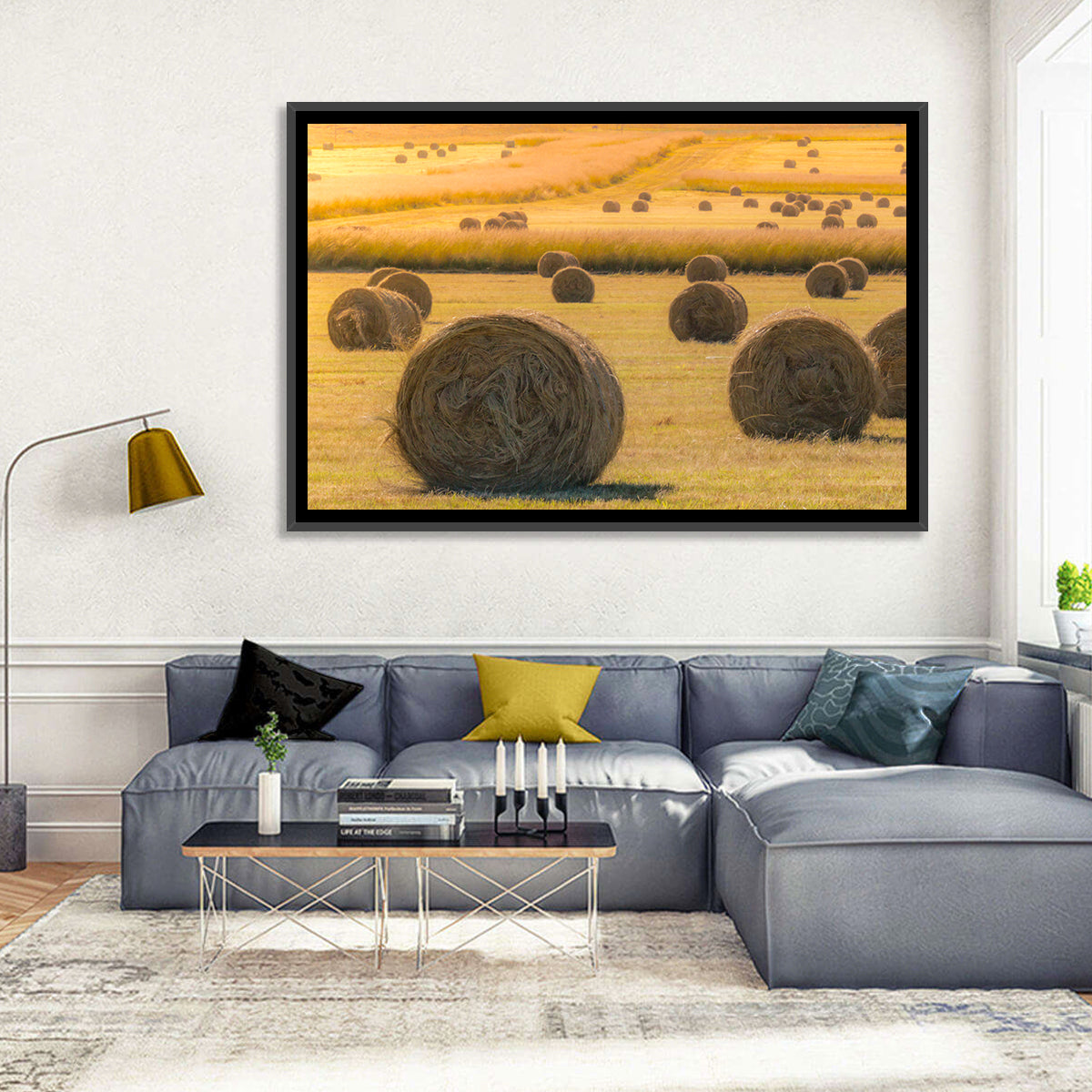 Hay Bales at Golden Hour Wall Art