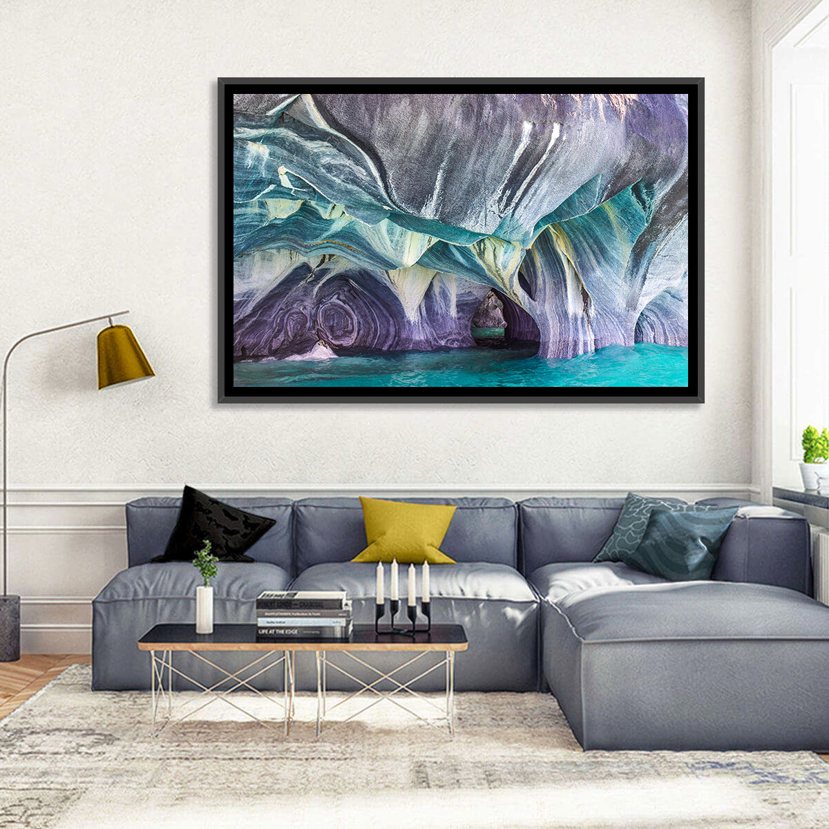 Marble Caves of Lake General Carrera Wall Art in a room, landscape