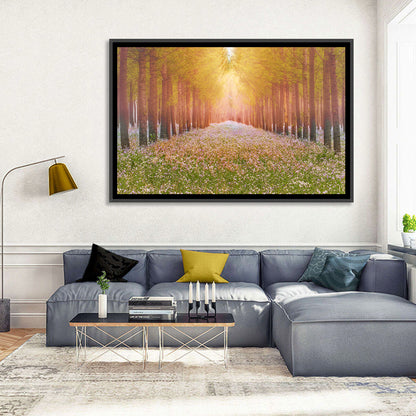 Golden Morning Forest Path Wall Art
