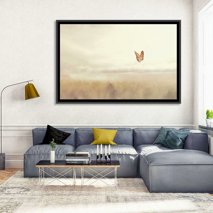 Monarch Over Beige Field Wall Art