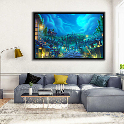 Halloween Cemetery Gate Illustration Wall Art