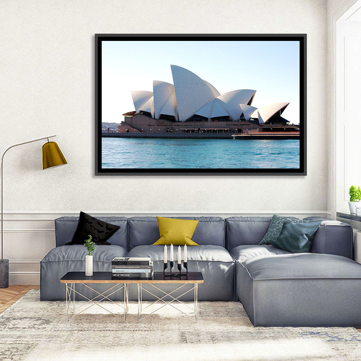Sydney Opera House Harbor View Wall Art in a room, landscape