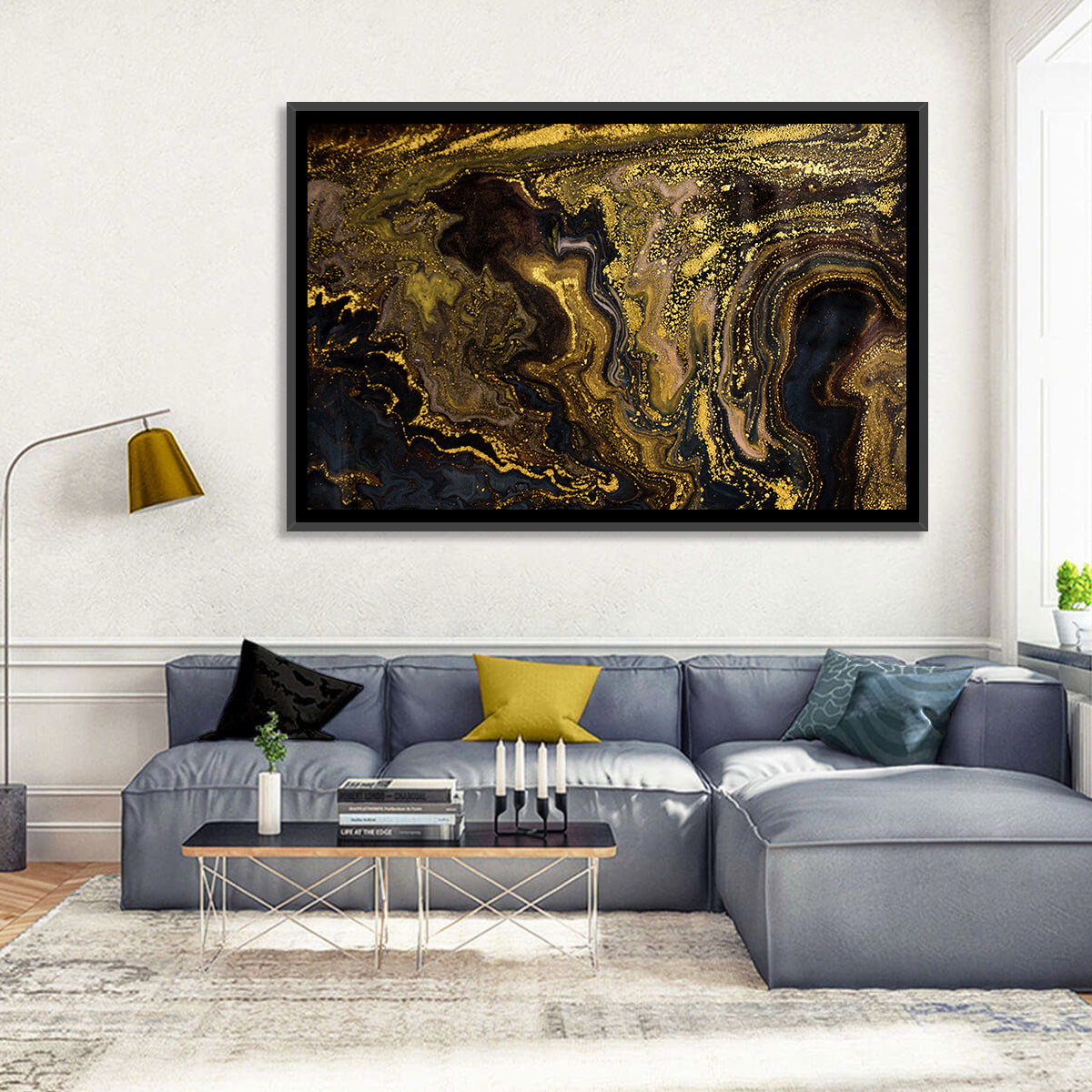 Black and Gold Marble Abstraction Wall Art