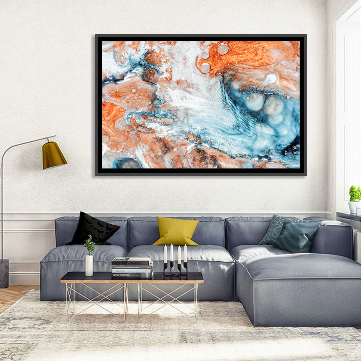 Copper Marble Fluid Abstract Wall Art