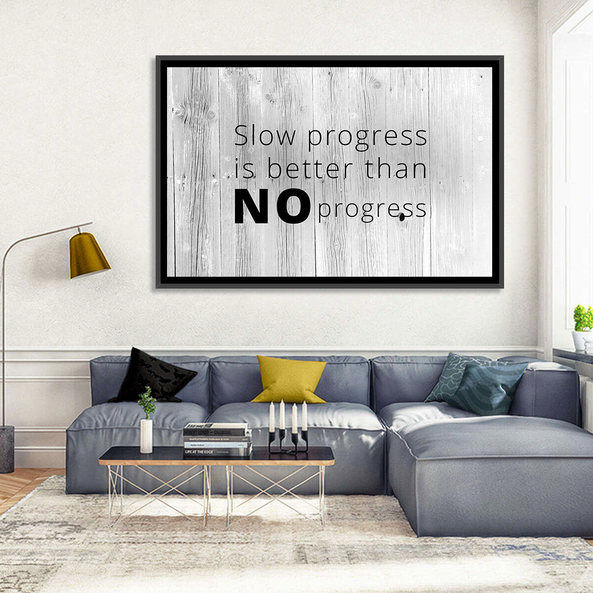 Slow Progress Better Than No Progress, Rustic Gray Wall Art