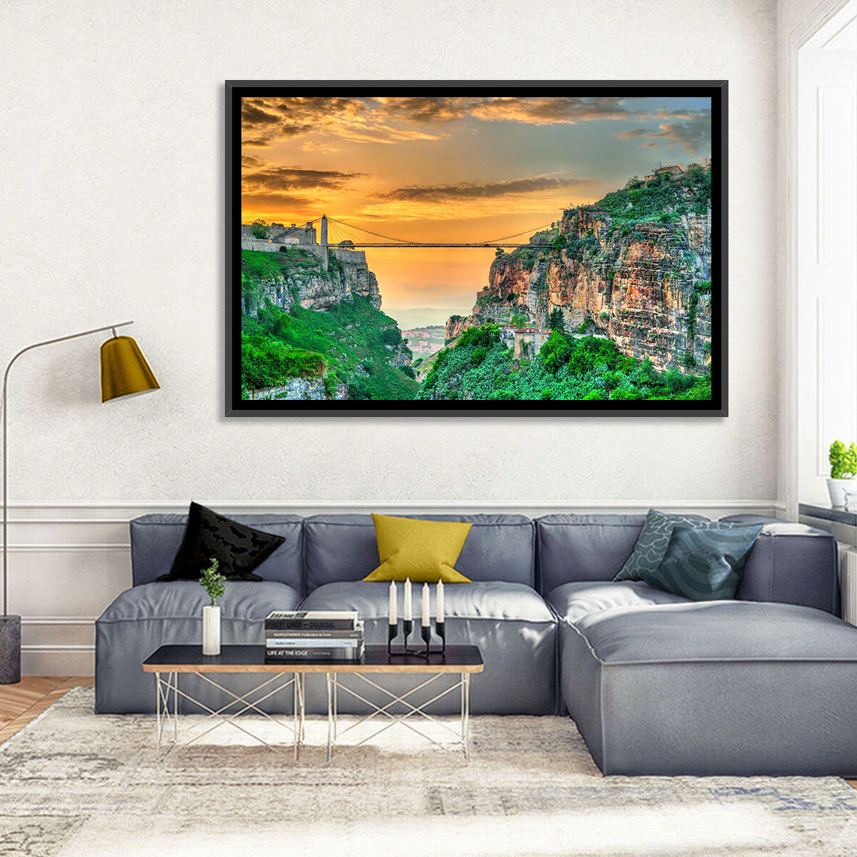 Sidi M'cid Bridge Over Constantine Canyon Wall Art in a room, landscape