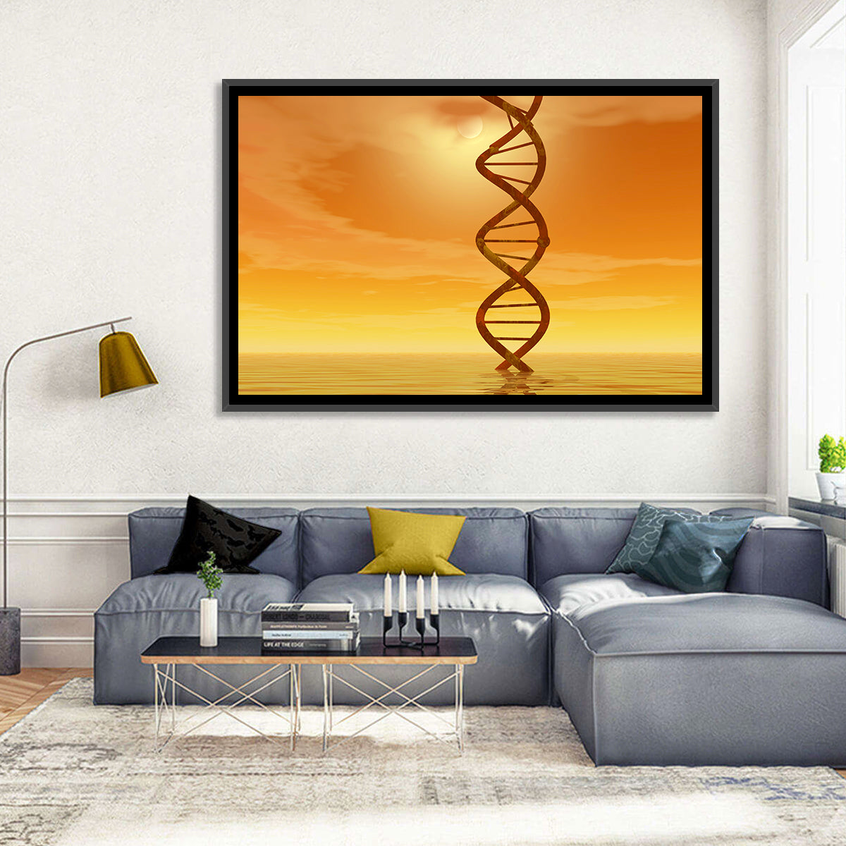 Dna Helix at Sunset Wall Art in a room, landscape