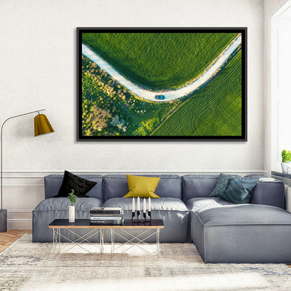 Aerial Farm Fields at Golden Hour Wall Art