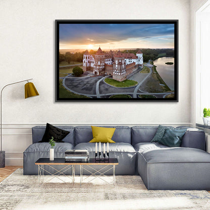 Mir Castle Sunrise Over Lake Wall Art