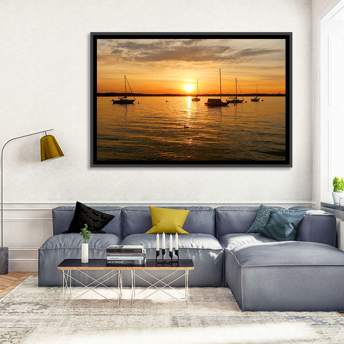 Lake Mendota Golden Sailboats Wall Art
