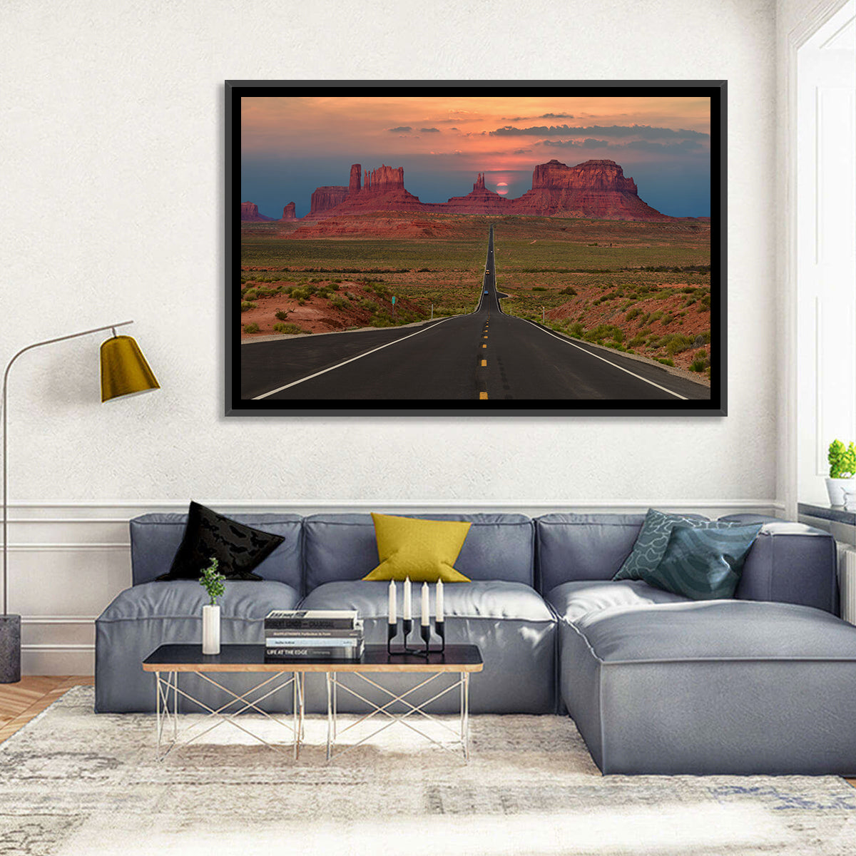 Tribal Park Monument Valley Sunset Wall Art in a room, landscape