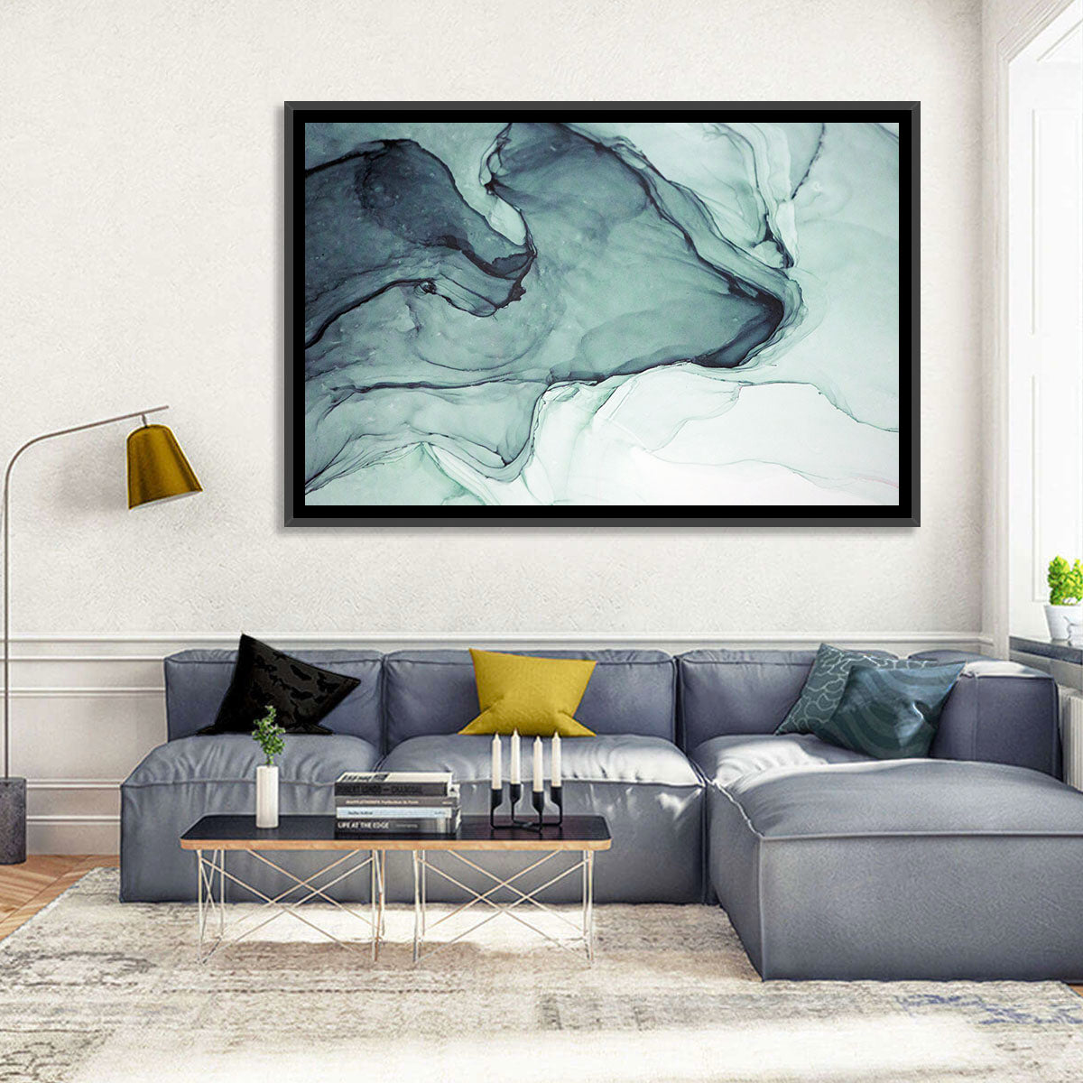 Shades of Gray Wall Art in a room, landscape
