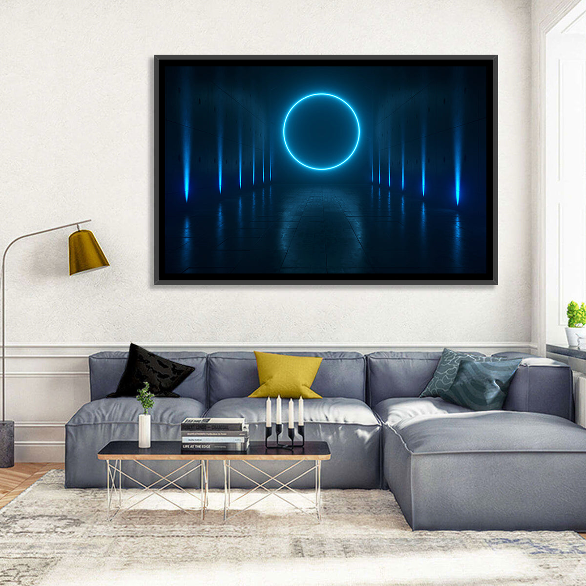 Glowing Neon Corridor Wall Art