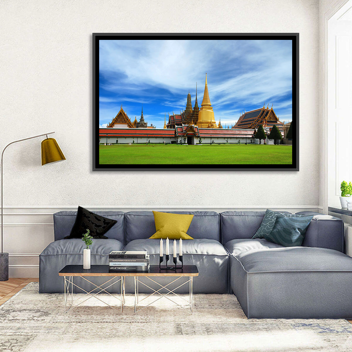 Golden Stupa at Wat Phra Kaew Wall Art in a room, landscape