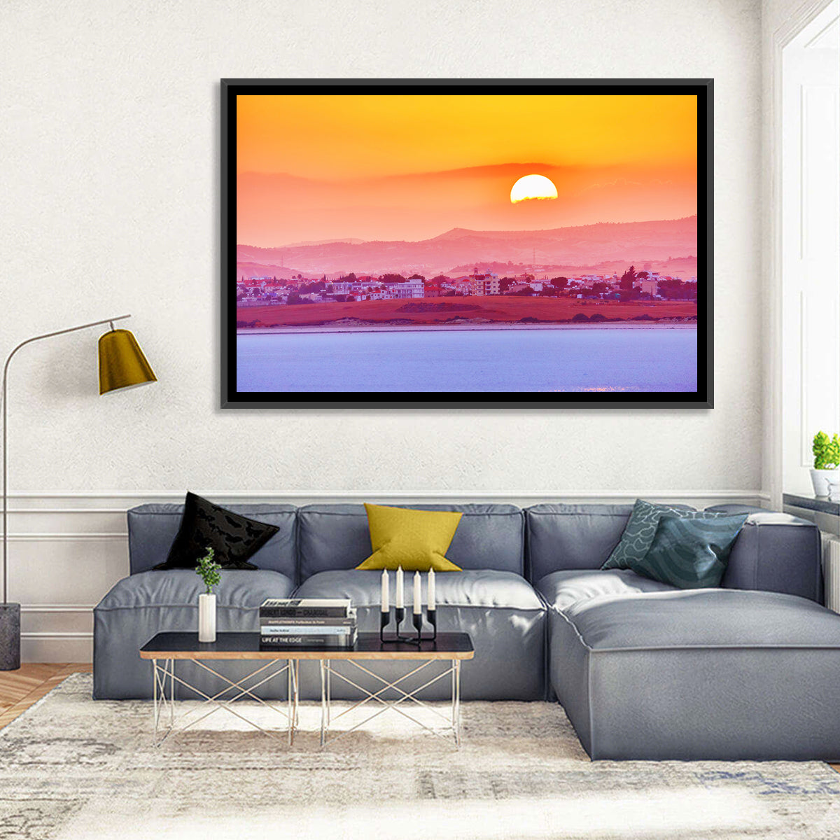 Golden Salt Lake Sunset Wall Art