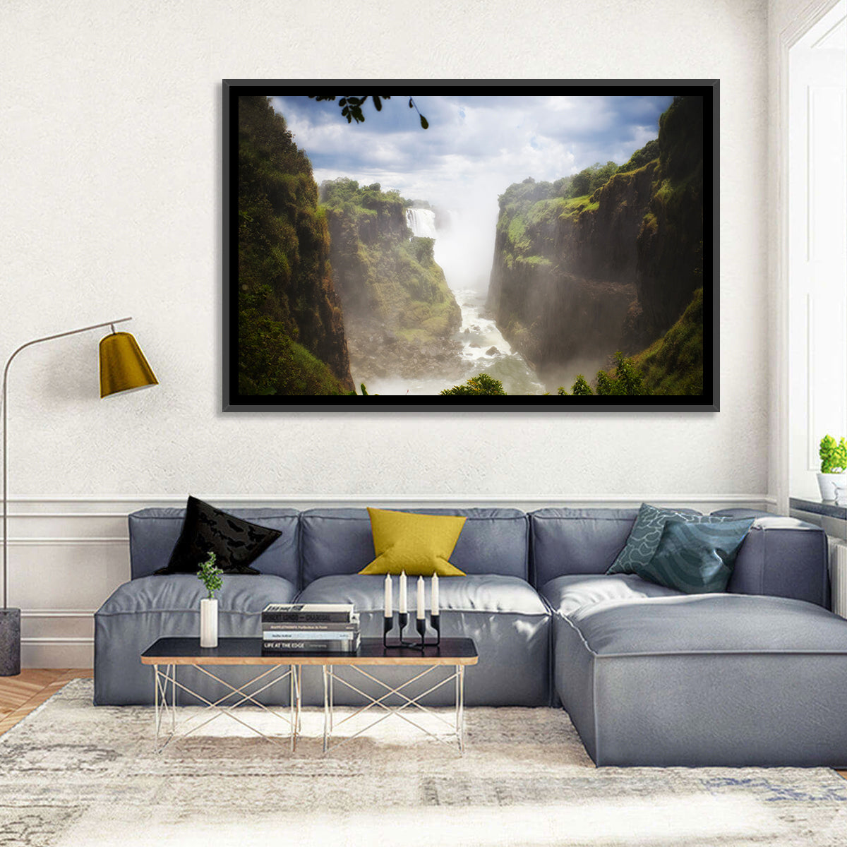 Victoria Falls Zambezi Gorge Wall Art in a room, landscape