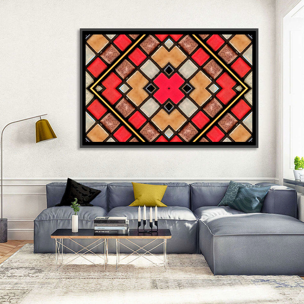Connected Blocks Wall Art in a room, landscape
