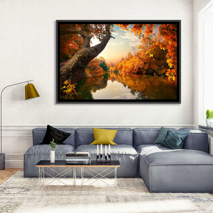 Golden Autumn River Reflections Wall Art