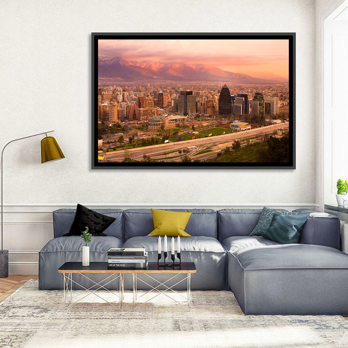 Santiago Skyline at Sunset Wall Art