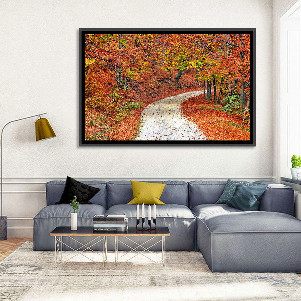Misty Gravel Path Through Autumn Trees Wall Art