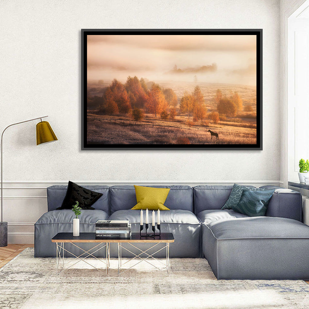 Autumn Morning Horse Silhouette Wall Art